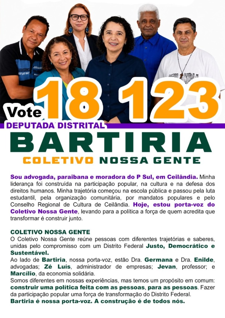 Cartaz Oficial da Campanha — Dra. Bartíria Monteiro & Coletivo Nossa Gente REDE 18.123